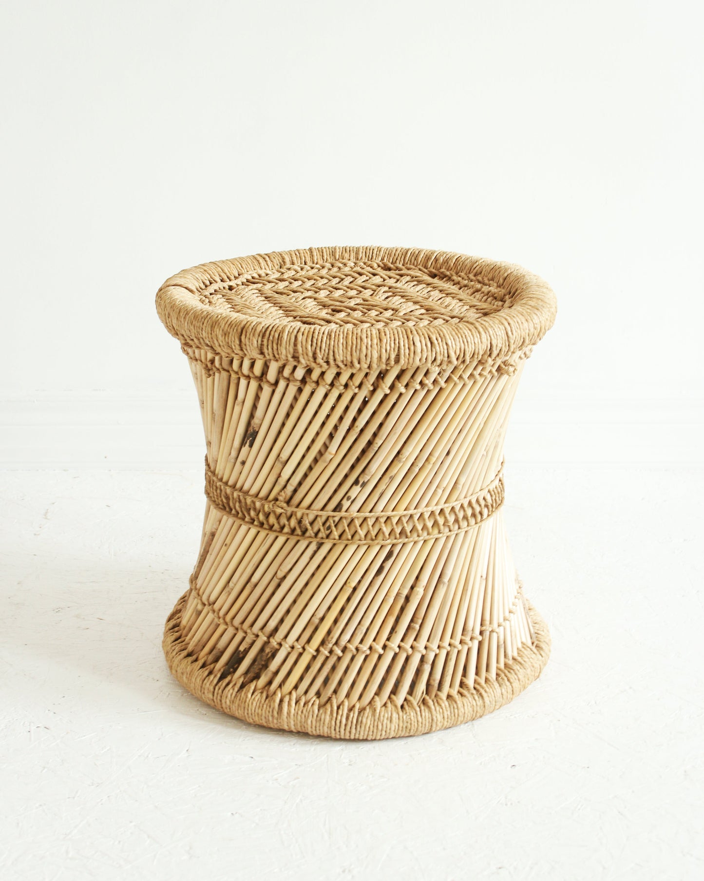 Woven Jute-Bamboo Swirl Stool // MOODA