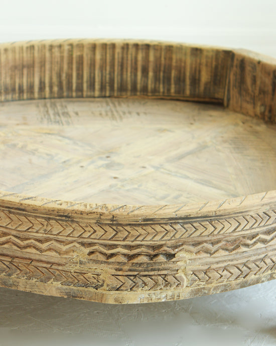 Antique Hand Carved Chakki Grinder Table // Tribal / STYLE 2