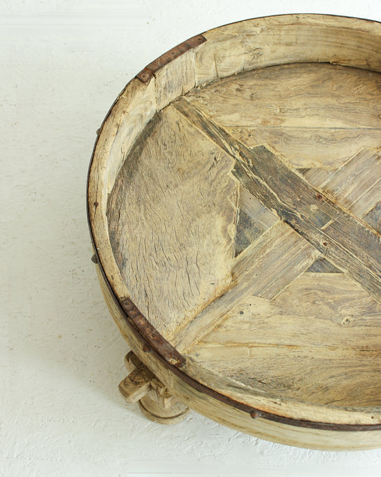 Load image into Gallery viewer, Antique Hand Carved Chakki Grinder Table // Tribal / STYLE 1
