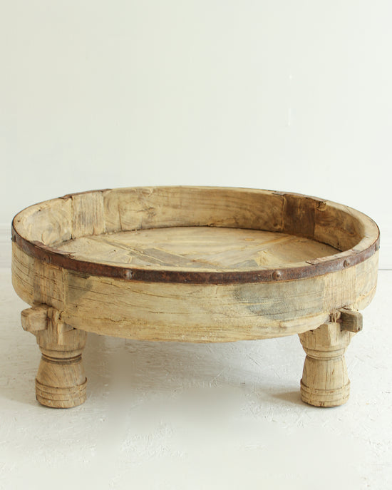 Load image into Gallery viewer, Antique Hand Carved Chakki Grinder Table // Tribal / STYLE 1
