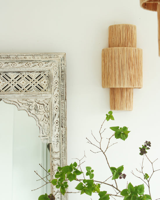 Load image into Gallery viewer, Raffia Sconce / Wall Lamp // Style II
