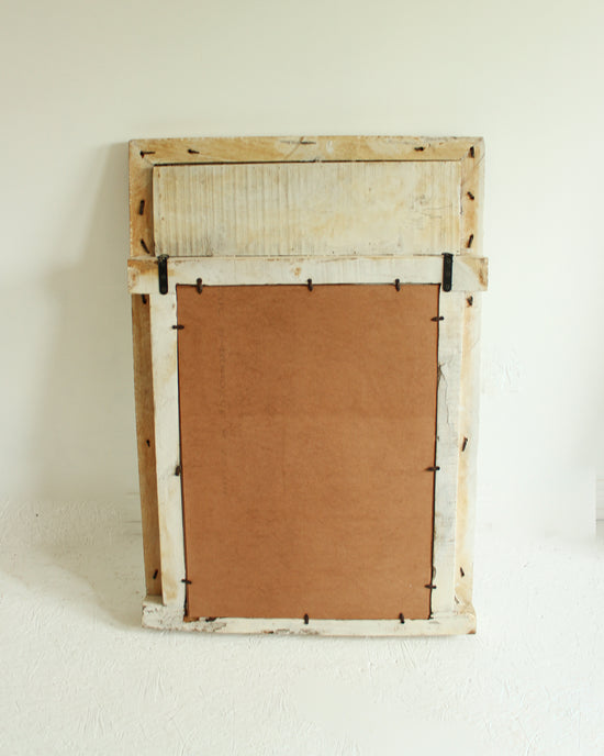 Load image into Gallery viewer, Rustic Hand Carved Wooden Mirror // Off-White
