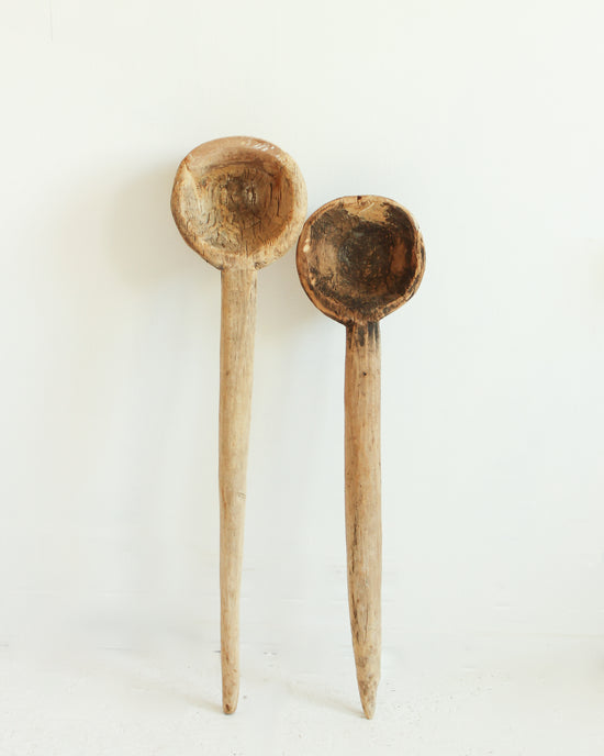 Vintage Rustic Wooden Decorative Spoon // BLEACHED
