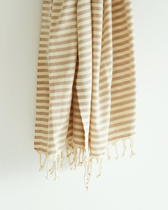 PALM Turkish Towel // Natural with Beige Stripes