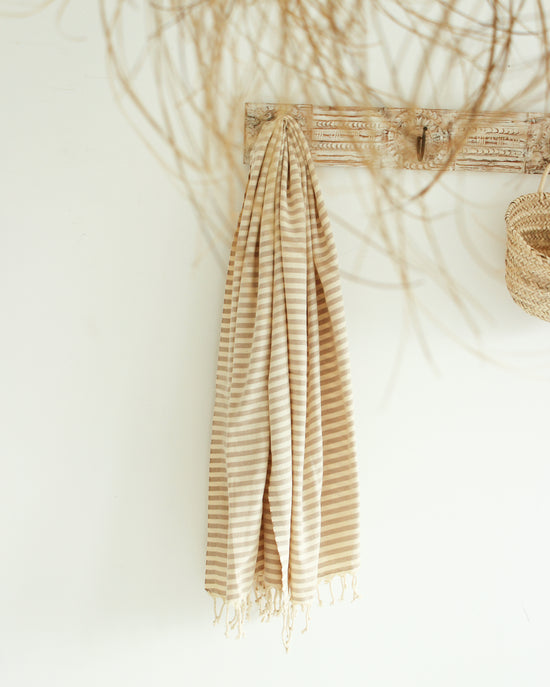 PALM Turkish Towel // Natural with Beige Stripes