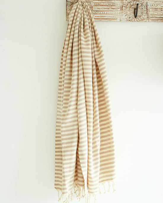 PALM Turkish Towel // Natural with Beige Stripes