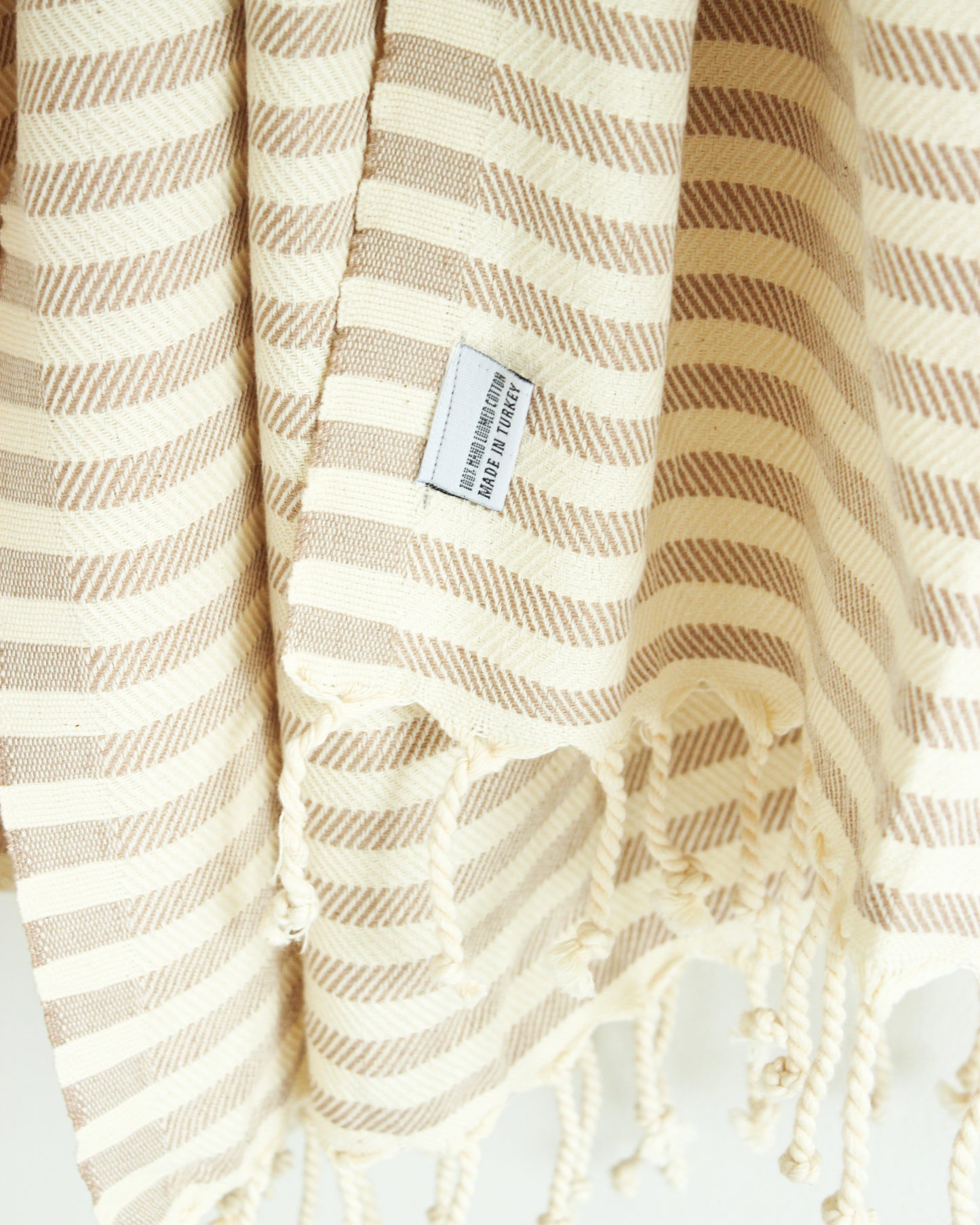 PALM Turkish Towel // Natural with Beige Stripes