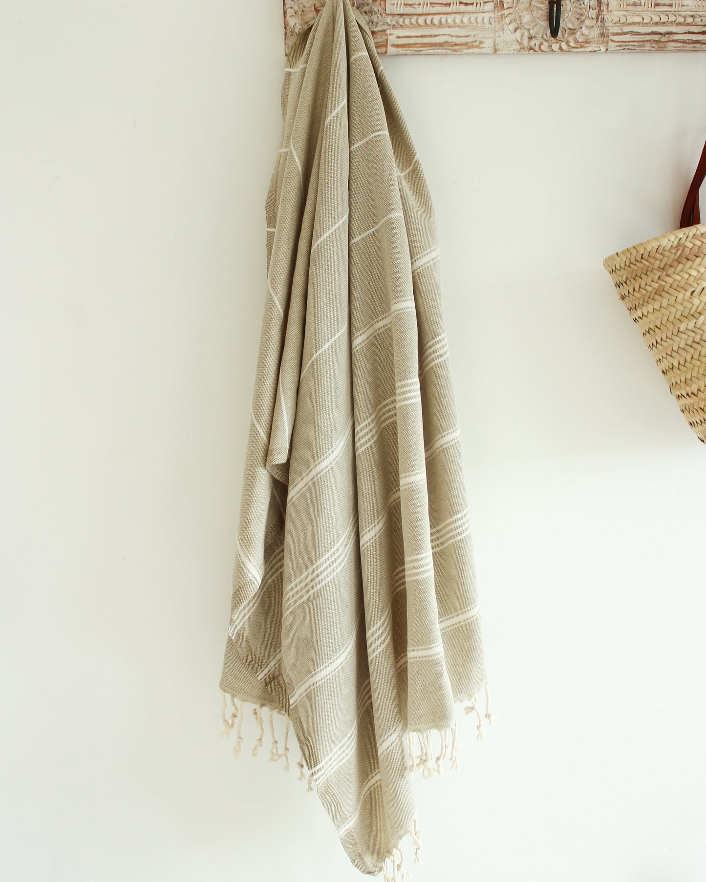 OLIVE Turkish Towel // Light Green & Beige
