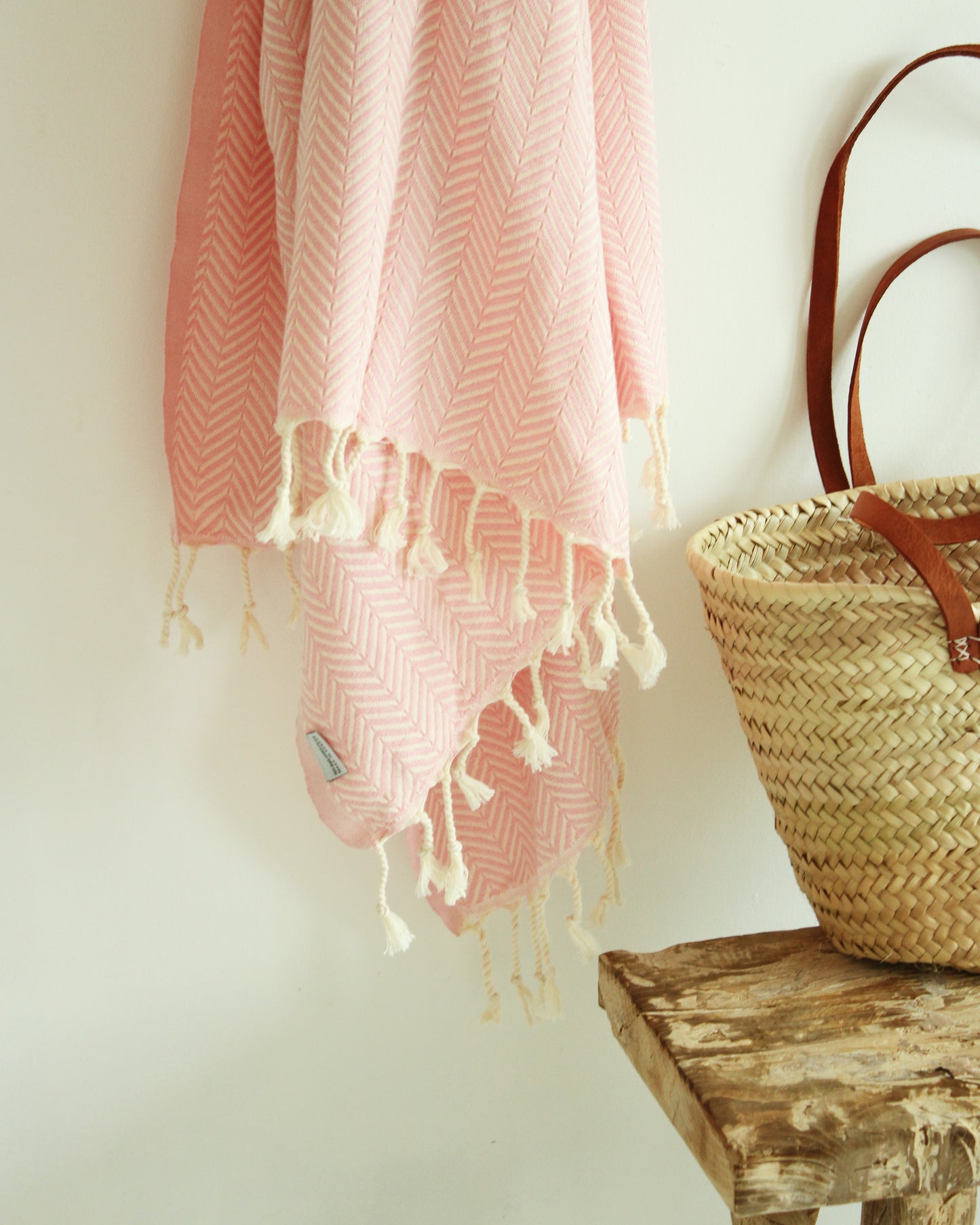 BLOOM Turkish Towel // Light Pink & Beige