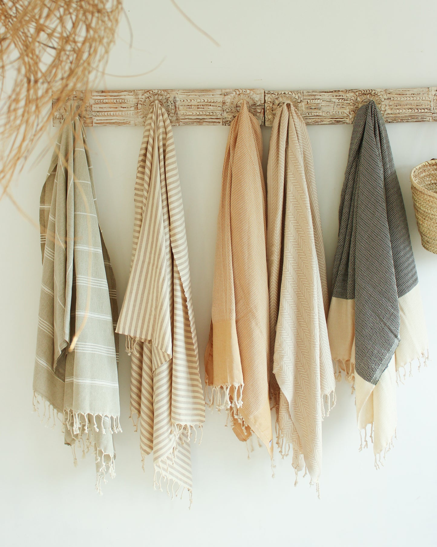 PALM Turkish Towel // Natural with Beige Stripes