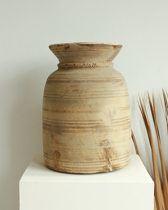 Load image into Gallery viewer, Bleached Antique Rustic Wooden Vase // Large
