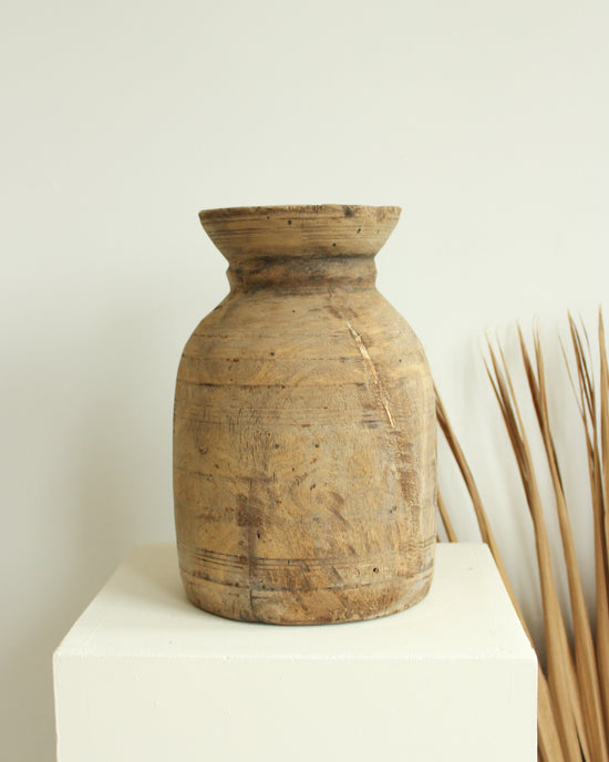 Load image into Gallery viewer, Bleached Antique Rustic Wooden Vase // Large
