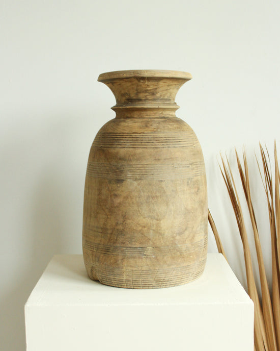 Load image into Gallery viewer, Bleached Antique Rustic Wooden Vase // Large
