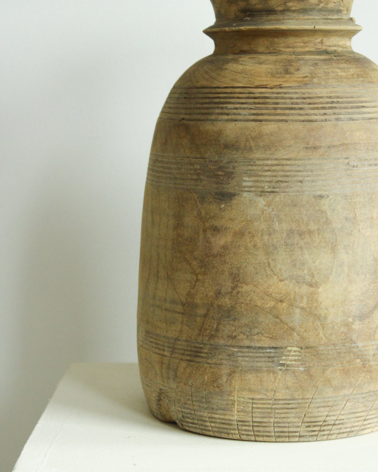 Bleached Antique Rustic Wooden Vase // Large