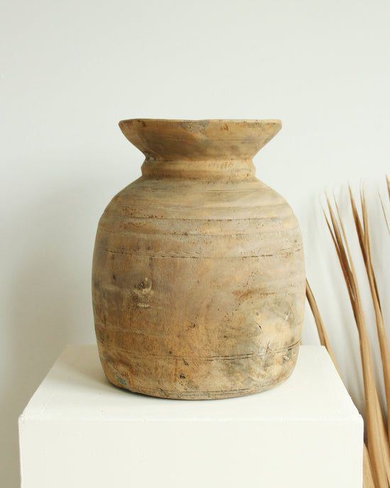 Load image into Gallery viewer, Bleached Antique Rustic Wooden Vase // Large
