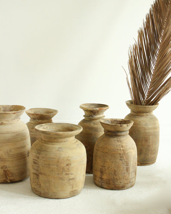 Load image into Gallery viewer, Bleached Antique Rustic Wooden Vase // Large
