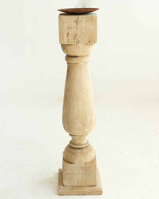 Load image into Gallery viewer, Minimal Hand Carved Vintage Candle Stand // BLEACHED
