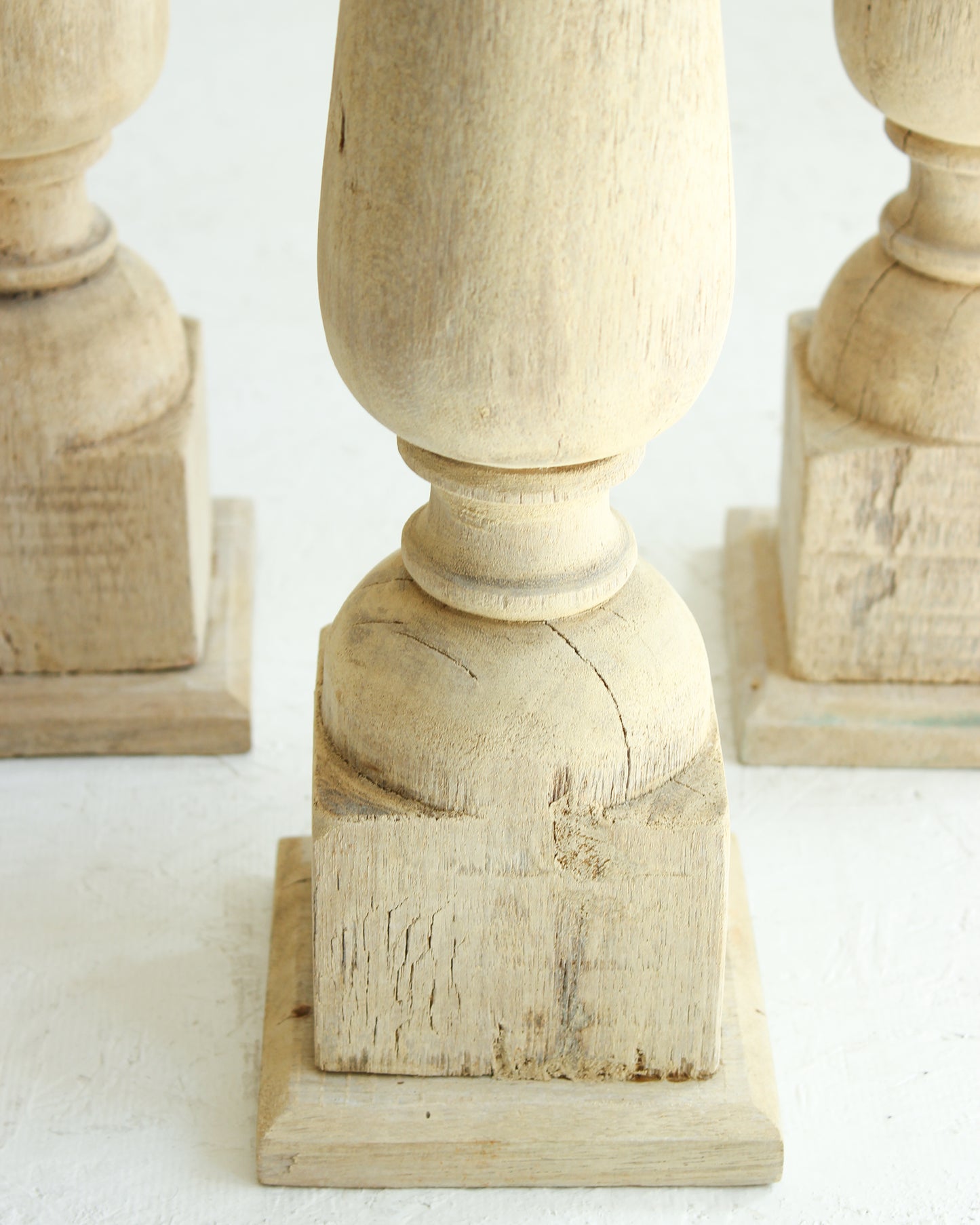 Minimal Hand Carved Vintage Candle Stand // BLEACHED