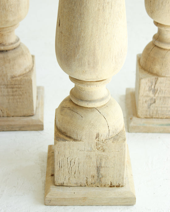 Load image into Gallery viewer, Minimal Hand Carved Vintage Candle Stand // BLEACHED
