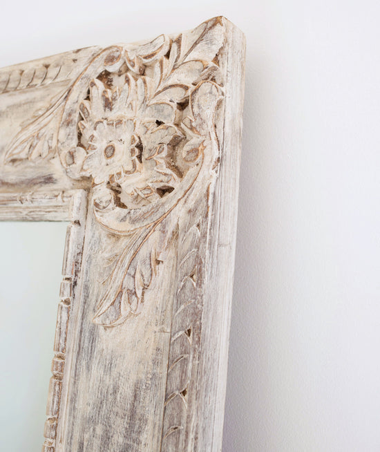 Load image into Gallery viewer, THE GERDU - hand carved white wash extra large wall mirror 
