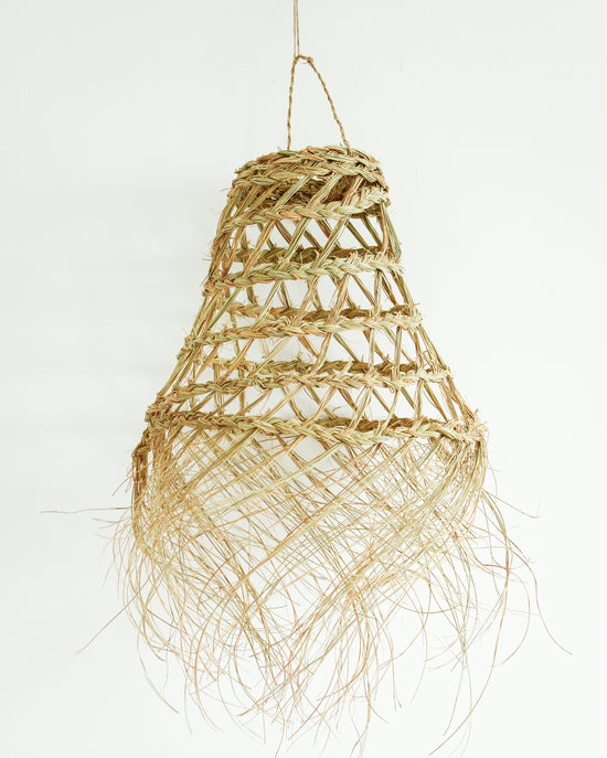 Handwoven Moroccan Lampshade with Fringes / Cone // Medium