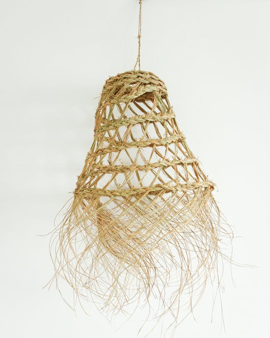 Handwoven Moroccan Lampshade with Fringes / Cone // Medium