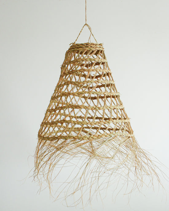 Handwoven Moroccan Lampshade with Fringes / Cone // Large