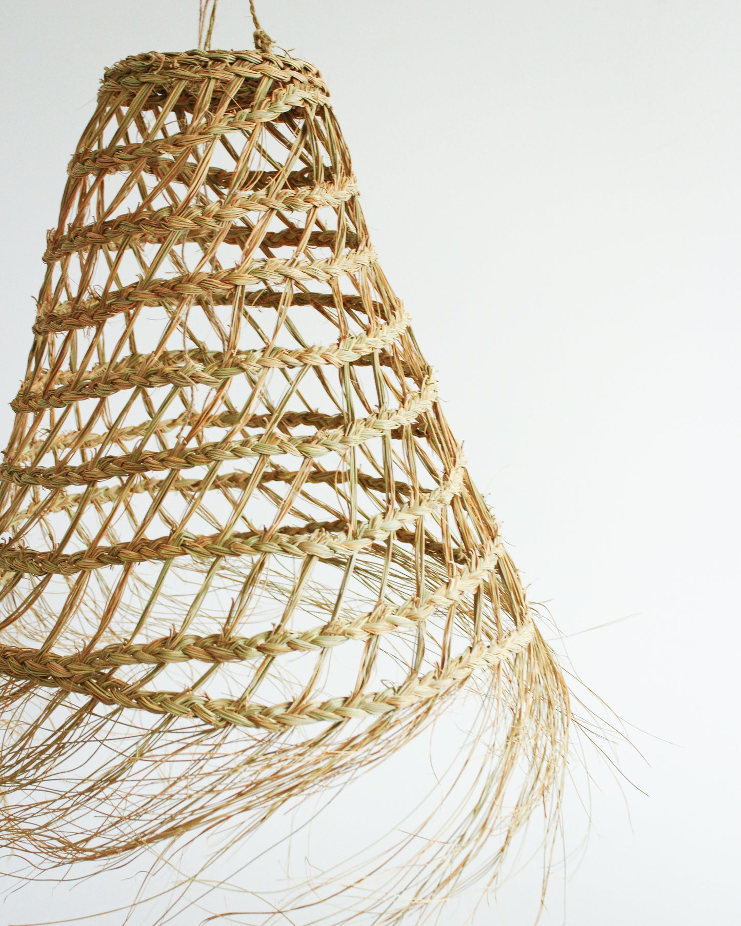 Handwoven Moroccan Lampshade with Fringes / Cone // Large