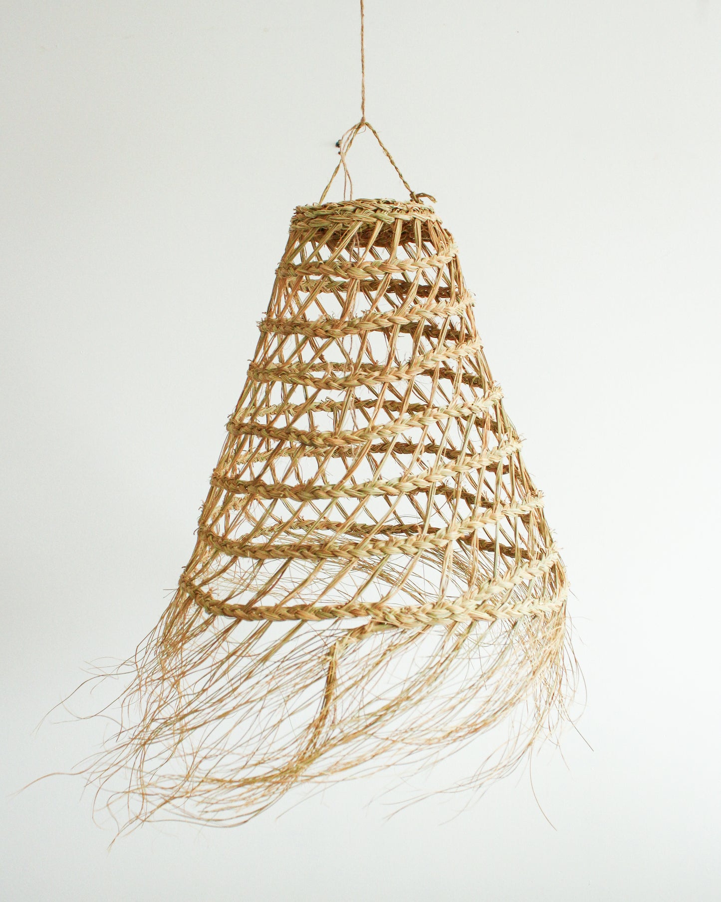 Handwoven Moroccan Lampshade with Fringes / Cone // Large