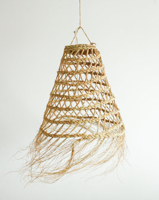 Load image into Gallery viewer, Handwoven Moroccan Lampshade with Fringes / Cone // Large
