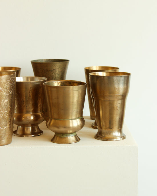 Load image into Gallery viewer, Handmade Vintage Brass Cup // Lassi Cup
