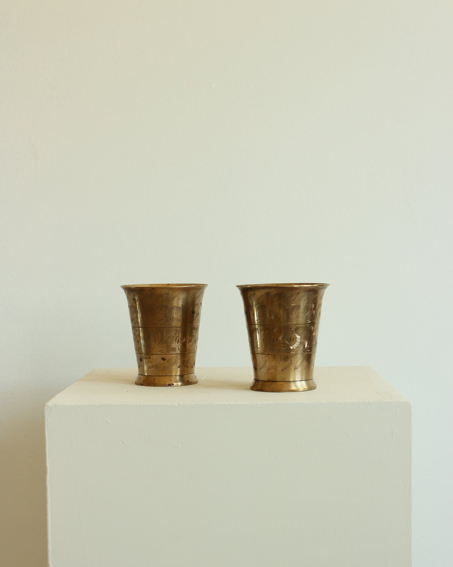 Load image into Gallery viewer, Handmade Vintage Brass Cup // Lassi Cup
