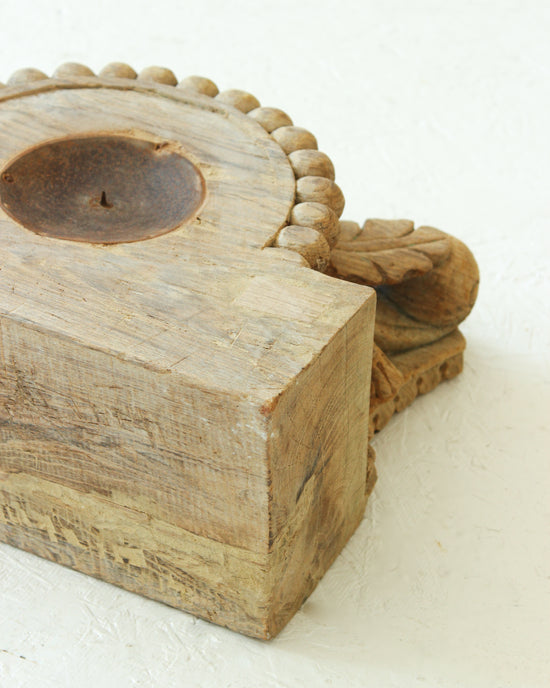 Reclaimed Vintage Indian Pillar Candle Stand / BLEACHED // Style 3