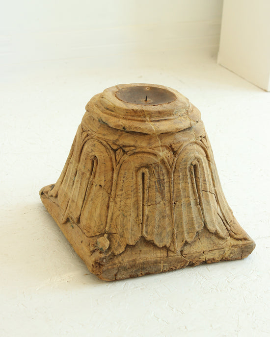 Reclaimed Vintage Indian Pilllar Candle Stand / BLEACHED // Style 1