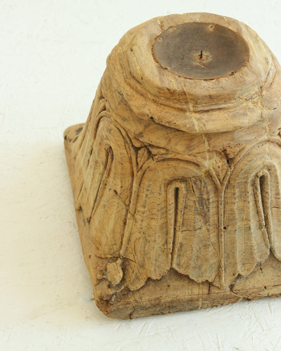 Reclaimed Vintage Indian Pilllar Candle Stand / BLEACHED // Style 1