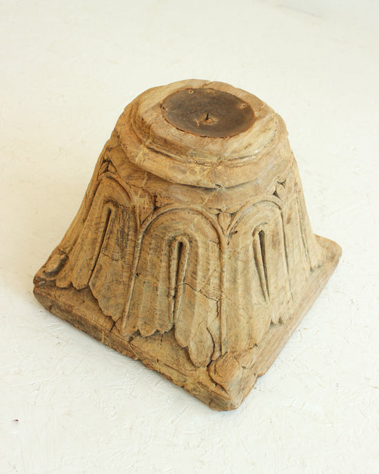 Reclaimed Vintage Indian Pilllar Candle Stand / BLEACHED // Style 1