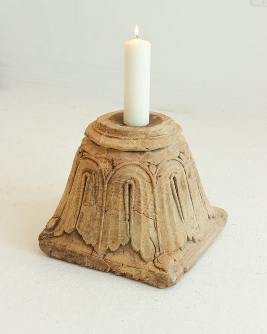 Reclaimed Vintage Indian Pilllar Candle Stand / BLEACHED // Style 1