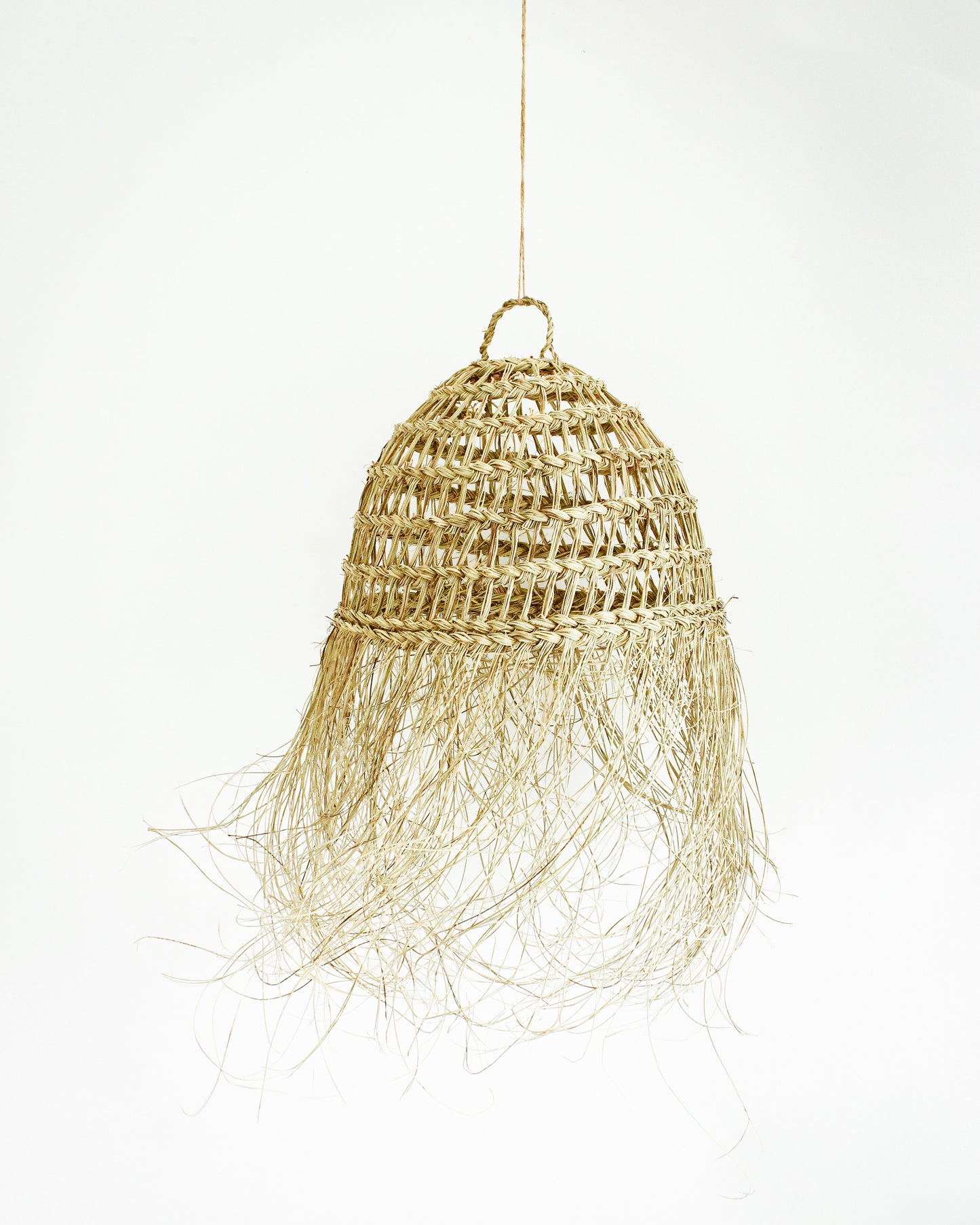 Handwoven Moroccan Lampshade with Fringes / Round // Medium