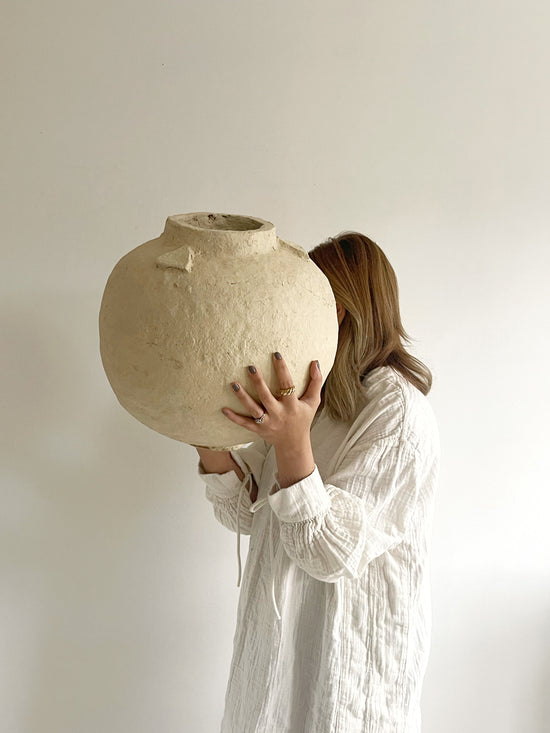 Load image into Gallery viewer, XL Vintage Paper Mache Vase
